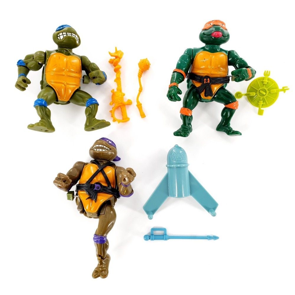 Vintage Ninja Turtles TMNT Wacky Action Figures Lot Of 3 Leo, Don, Mike **READ**